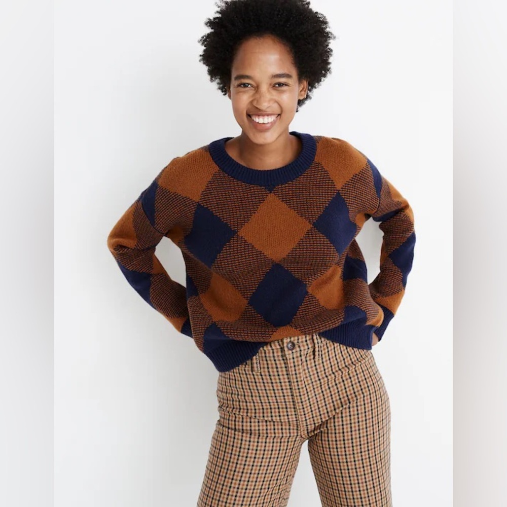 Madewell Mullen sweater argyle Pullover Plaid Sweater